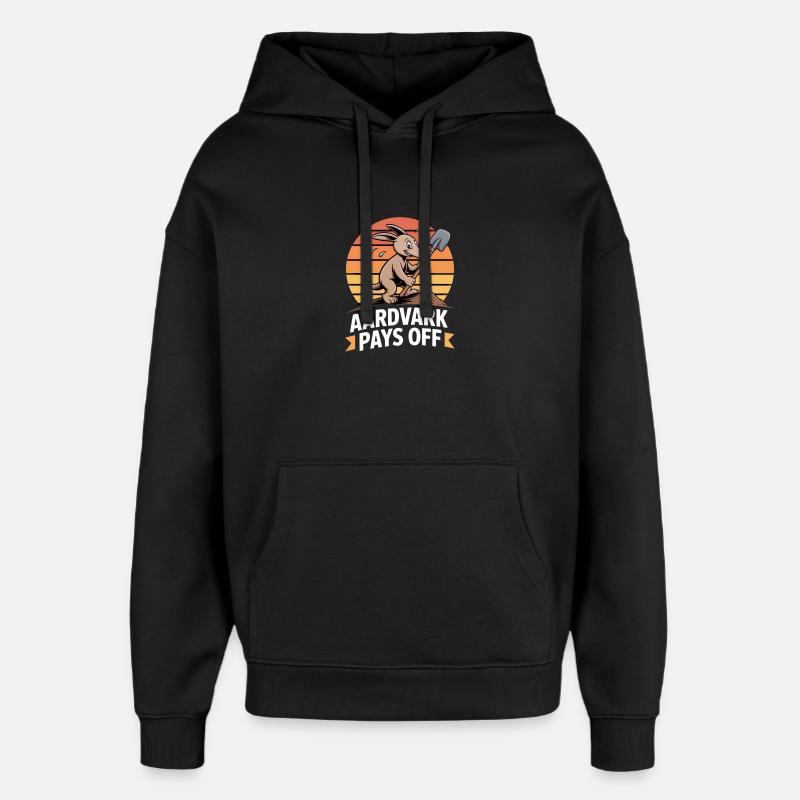 Aardvark Pays Off Erdferkel Motivation - Oversized Unisex Hoodie von Stanley/Stella - Schwarz