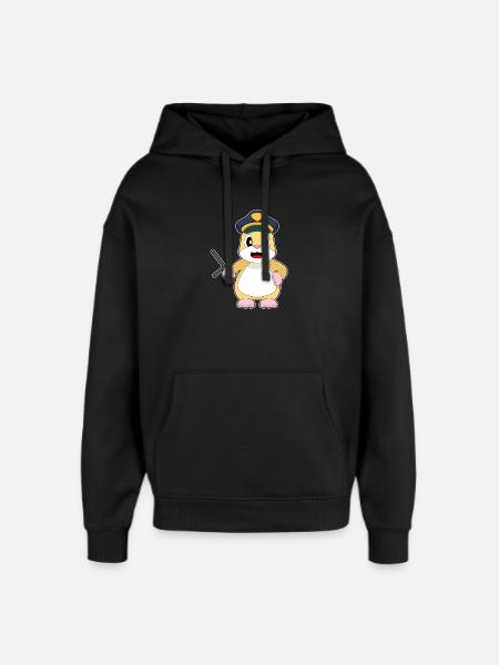 Hamster Policeman Baton Police - Oversized Unisex Hoodie by Stanley/Stella - black