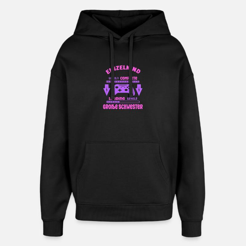Einzelkind Complete - Loading Große Schwester 2026 - Oversized Unisex Hoodie von Stanley/Stella - Schwarz