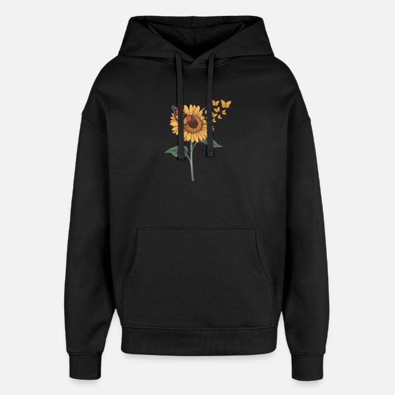 Papillon tournesol - Sweat à capuche unisexe Stanley/Stella Oversized - noir