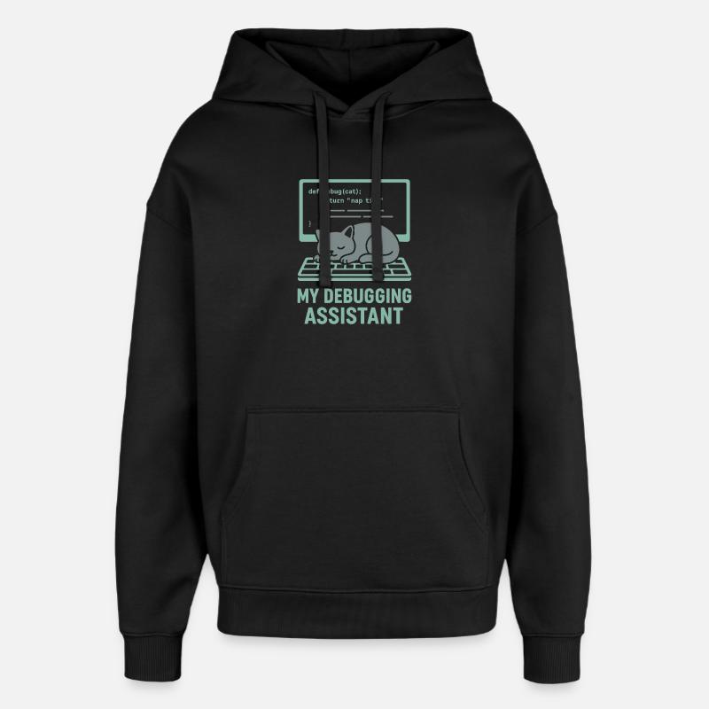 My Debugging Assistant Cat - Oversized Unisex Hoodie by Stanley/Stella - black