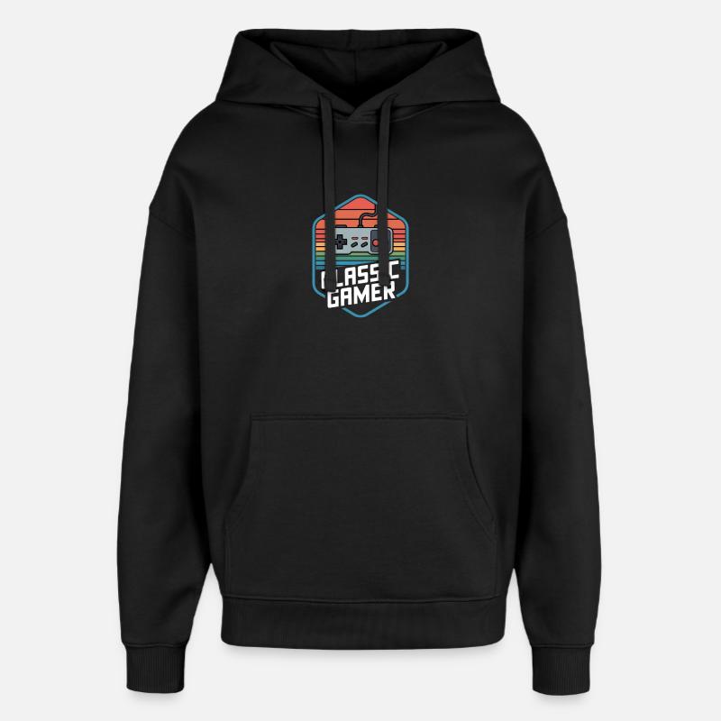 Classic Gamer Retro Controller Nostalgia - Oversized Unisex Hoodie by Stanley/Stella - black