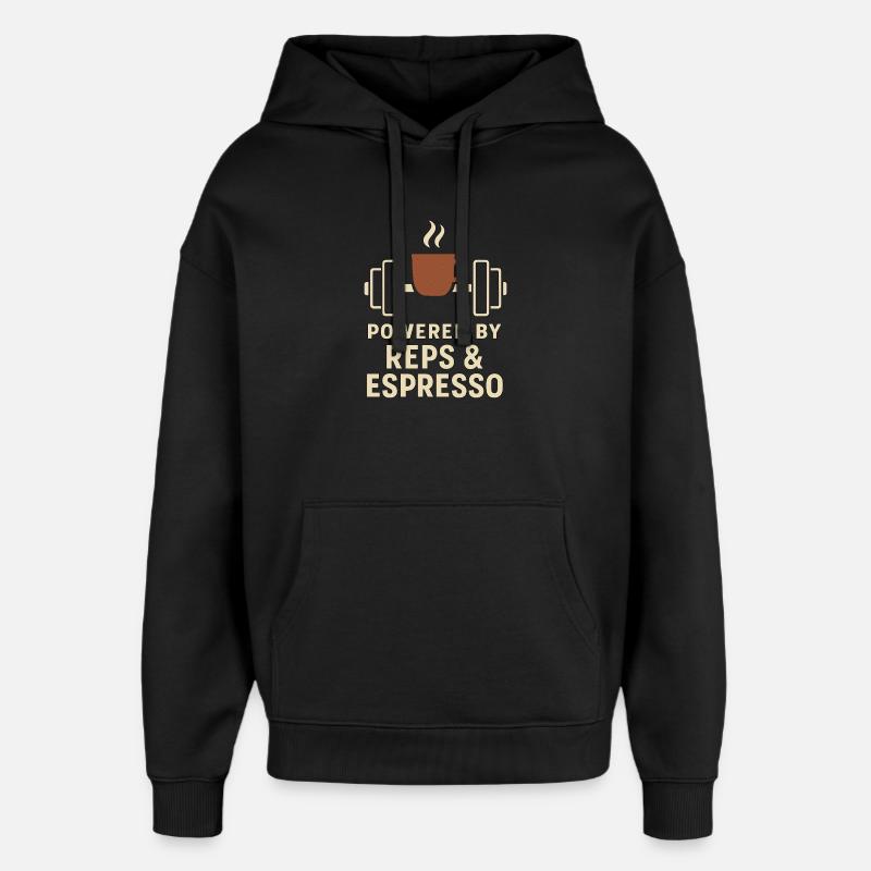 Propulsé par Reps & Espresso - Sweat à capuche unisexe Stanley/Stella Oversized - noir