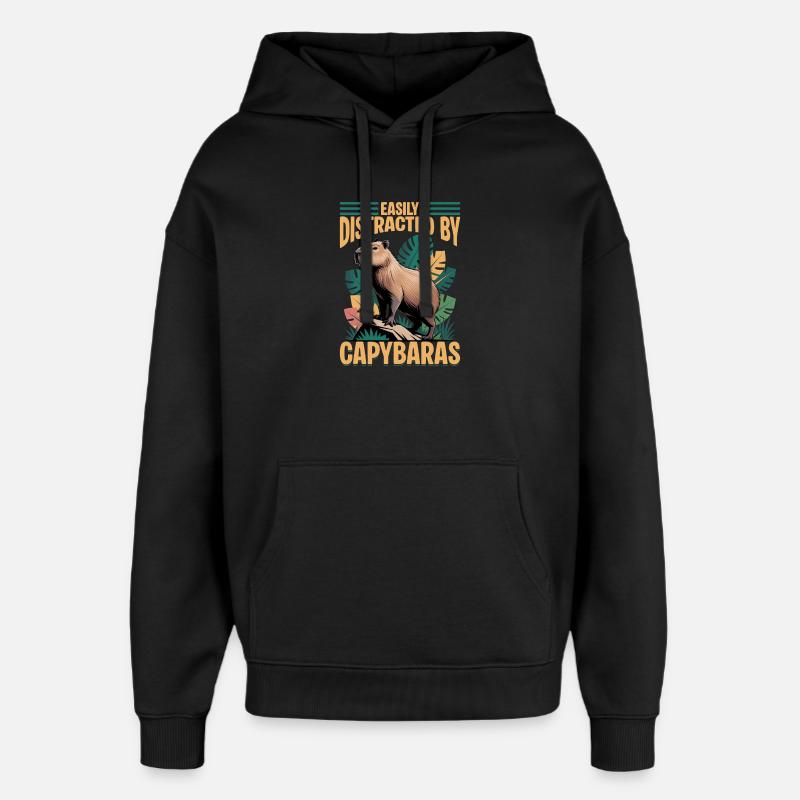 Drôle de Capybara - Sweat à capuche unisexe Stanley/Stella Oversized - noir