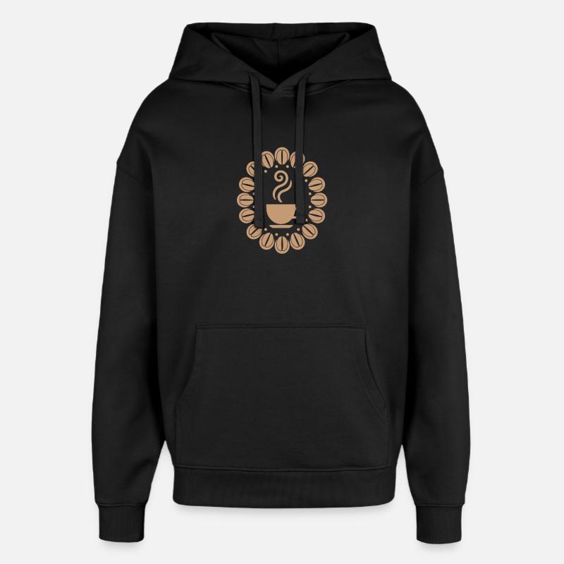 Coffee Cup with Coffee Beans Caffeine - Oversized Unisex Hoodie by Stanley/Stella - black