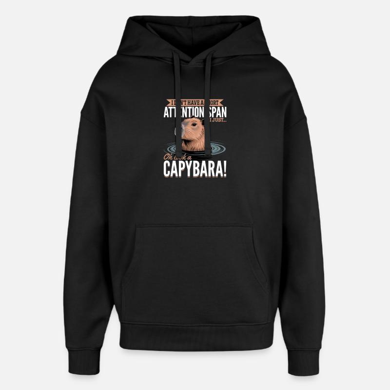 Esthétique amusante Kawaii Capybara - Sweat à capuche unisexe Stanley/Stella Oversized - noir
