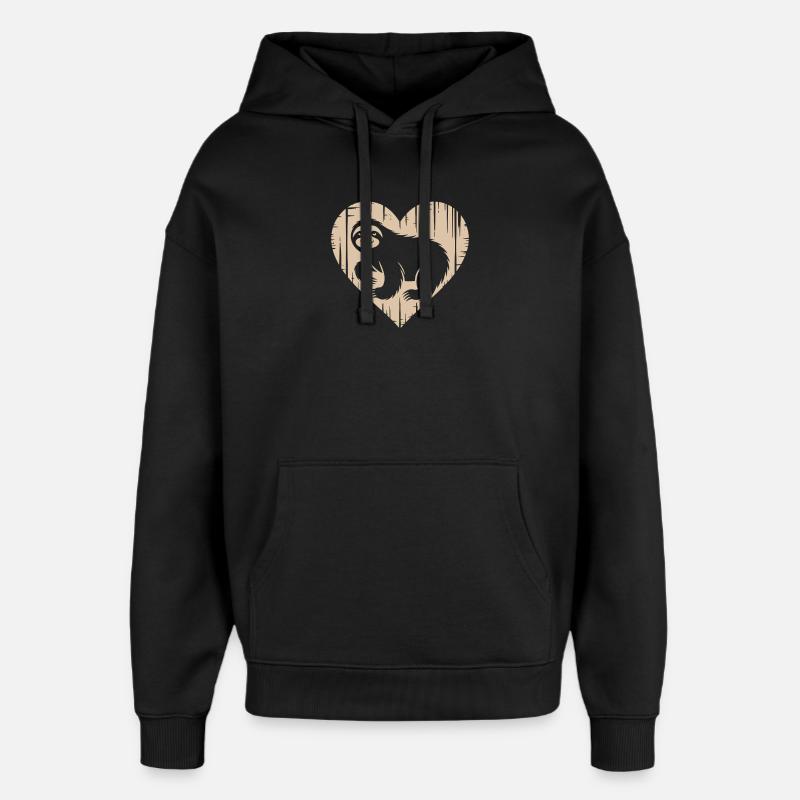 Conception de coeur de paresseux mignon - Sweat à capuche unisexe Stanley/Stella Oversized - noir