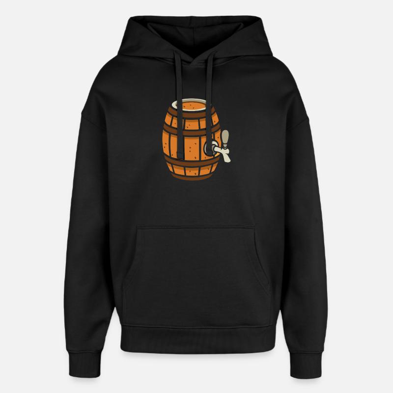 baril de bière rustique dessin animé - Sweat à capuche unisexe Stanley/Stella Oversized - noir