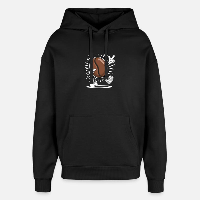 Caffeine Coffee Bean Comic Coffee - Oversized Unisex Hoodie by Stanley/Stella - black