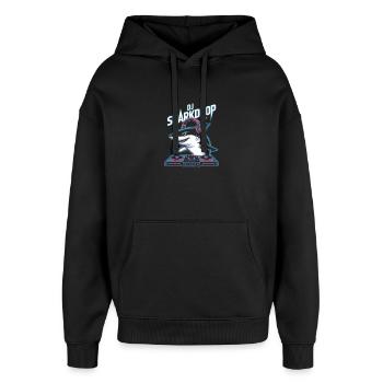 DJ SHARKDROP Shark DJ Booth Rave Vibes - Oversized Unisex Hoodie by Stanley/Stella - black - Front - AI Model Female 172 light (172cm) & AI Model Male 185 light (185cm)