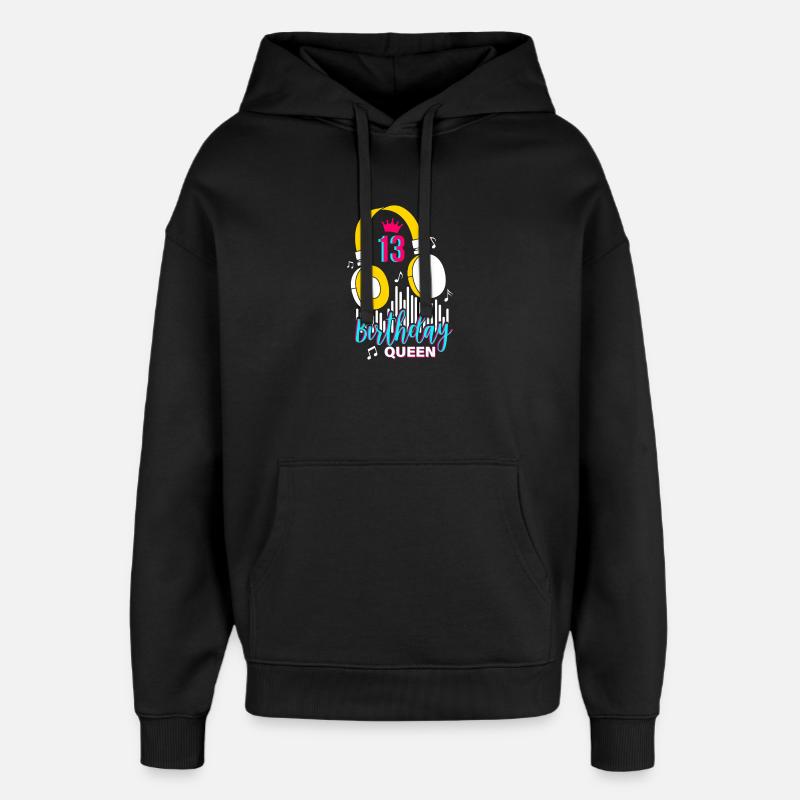 Anniversaire Reine 13ème anniversaire - Sweat à capuche unisexe Stanley/Stella Oversized - noir