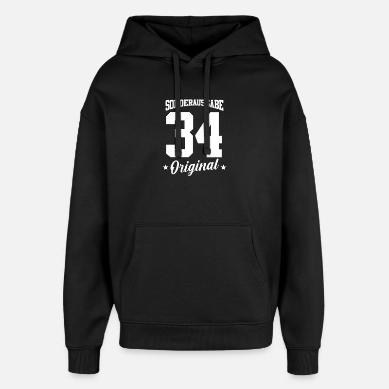 34 Anniversaire - Sweat à capuche unisexe Stanley/Stella Oversized - noir