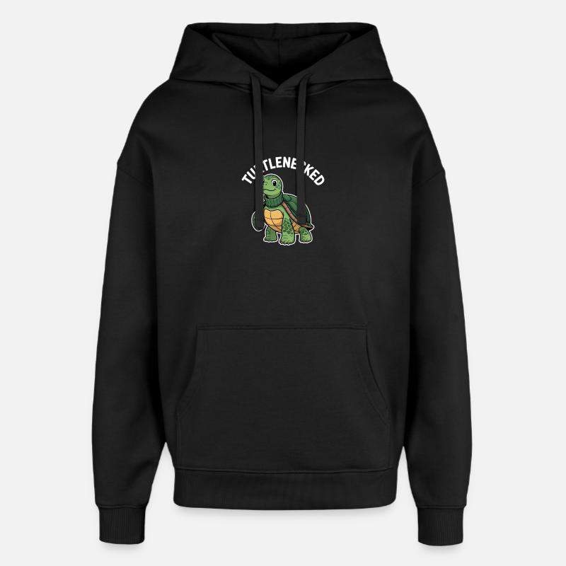 Turtlenecked funny turtle in turtleneck - Oversized Unisex Hoodie by Stanley/Stella - black