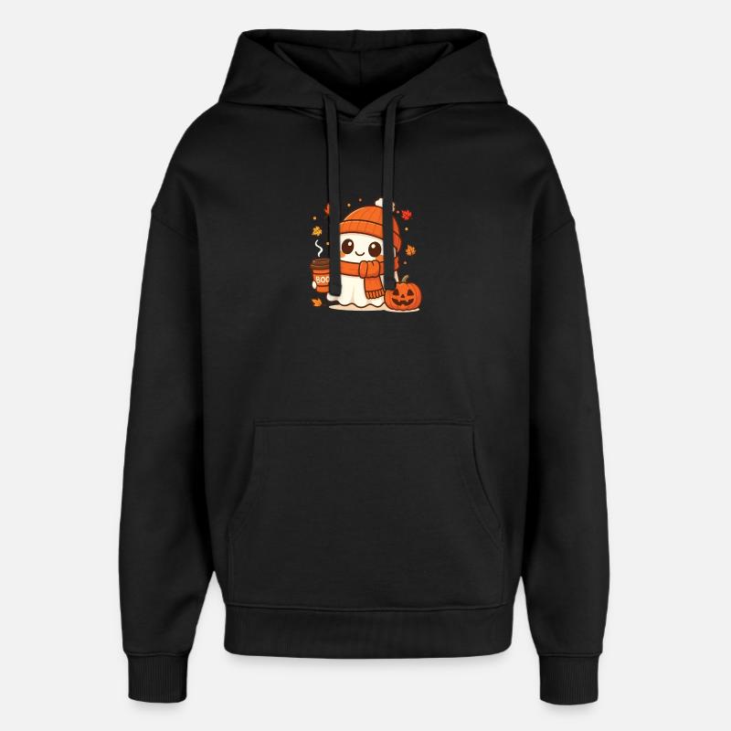 Halloween Coffee Ghost Caffeinated Boo - Oversized Unisex Hoodie by Stanley/Stella - black