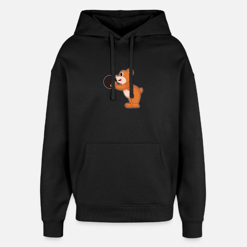 Bear Bowling Bowling Ball - Oversized Unisex Hoodie by Stanley/Stella - black