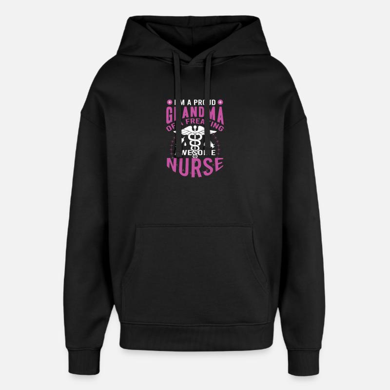 Fière mamie infirmière - Sweat à capuche unisexe Stanley/Stella Oversized - noir