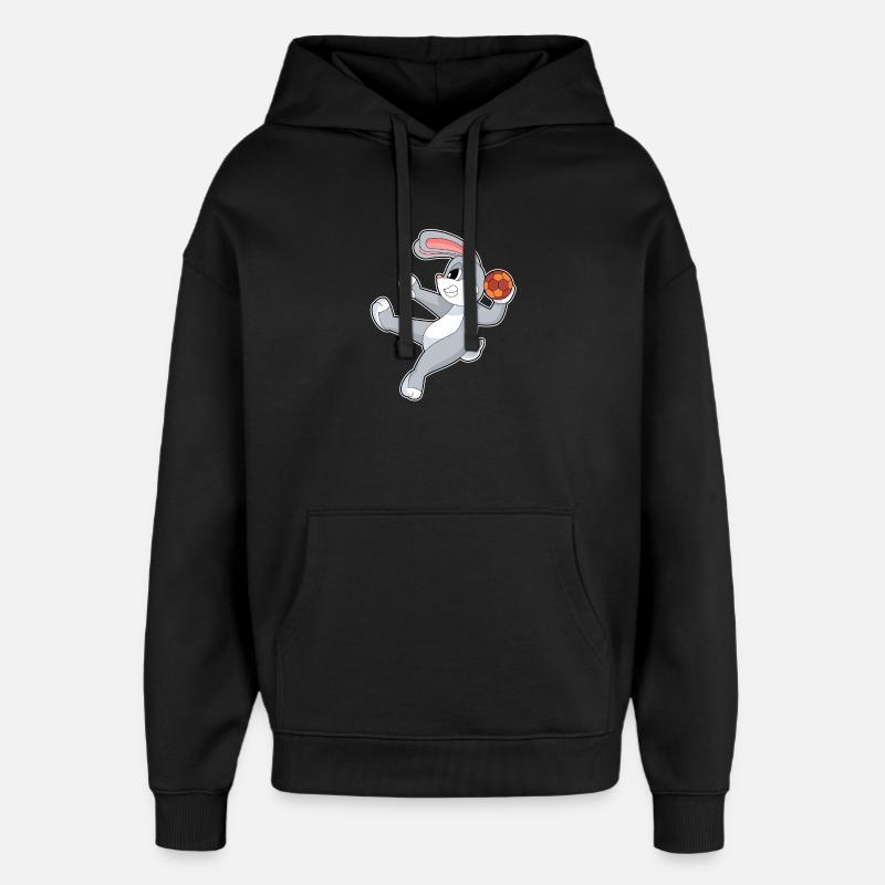 Rabbit Handball Player Handball - Oversized Unisex Hoodie by Stanley/Stella - black