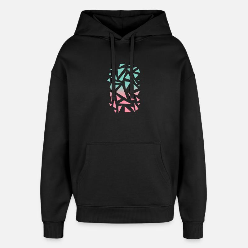 Triangle Pattern - Turquoise Pink - Oversized Unisex Hoodie by Stanley/Stella - black