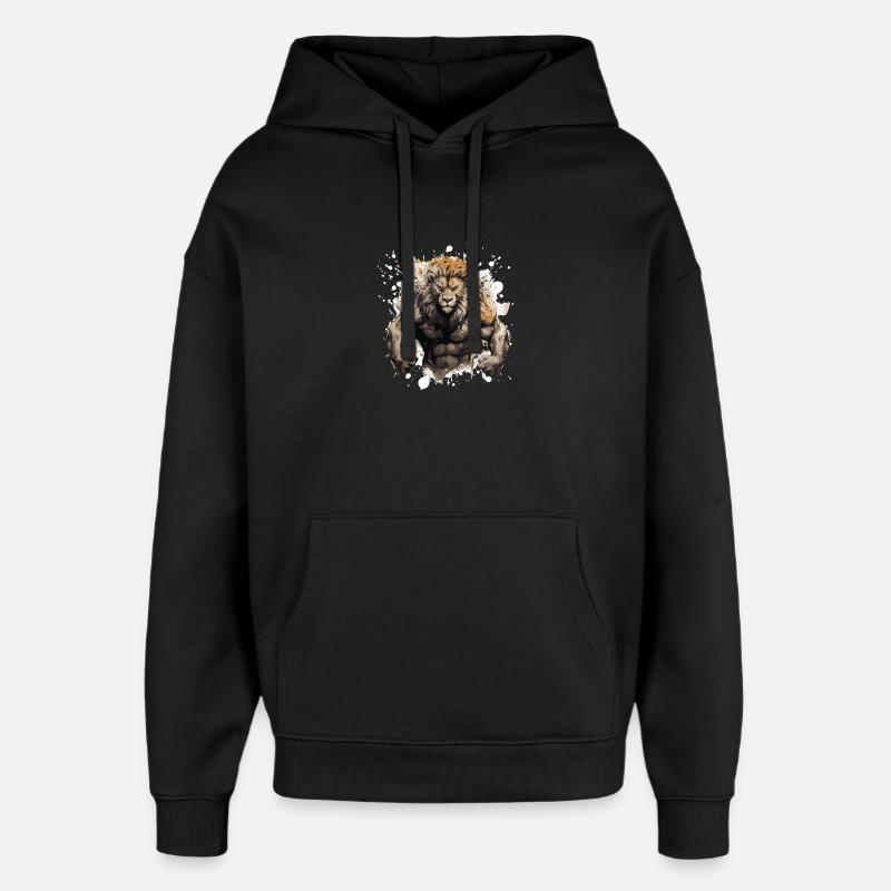 Lion Muscles Musculation Gym - Sweat à capuche unisexe Stanley/Stella Oversized - noir