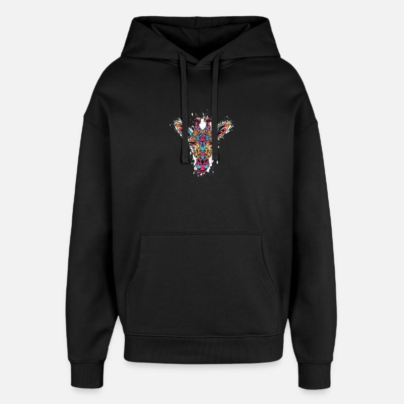 Kaléidoscope Tête de Girafe - Sweat à capuche unisexe Stanley/Stella Oversized - noir