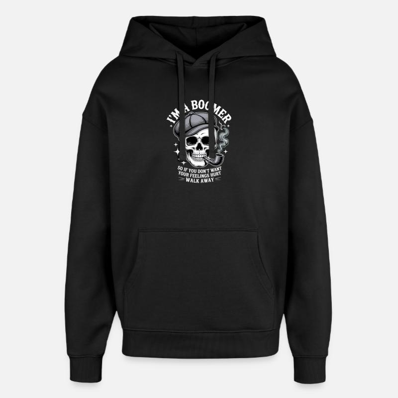 Schädel mit Pfeife Bomber Humor - Oversized Unisex Hoodie von Stanley/Stella - Schwarz