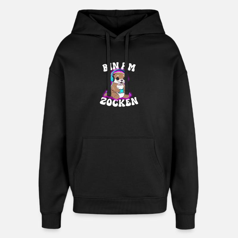 Bin am Zocken Otter  - Oversized Unisex Hoodie von Stanley/Stella - Schwarz