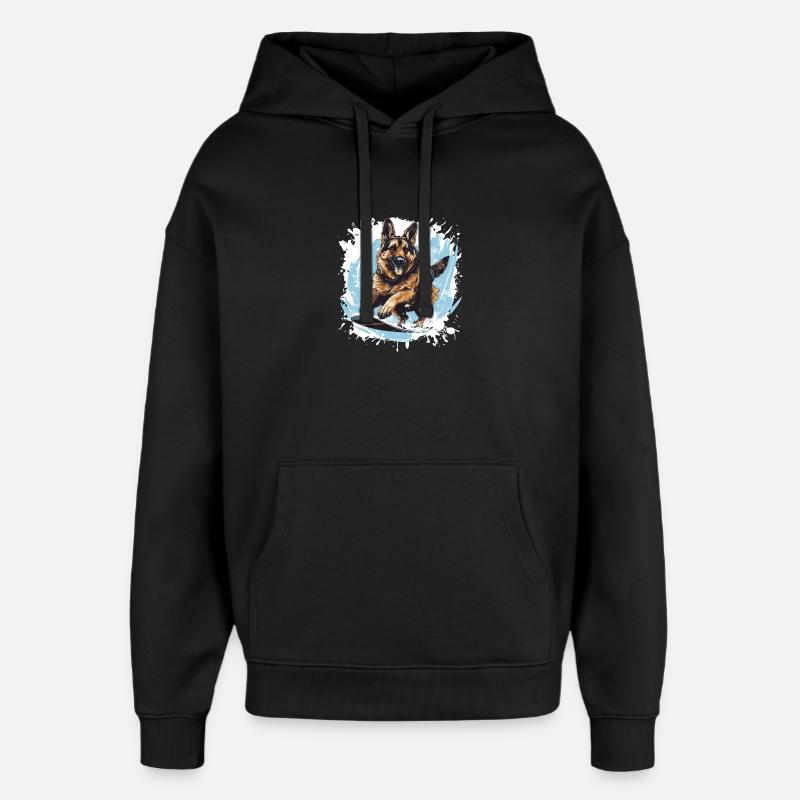 Chien Berger Allemand Snowboard - Sweat à capuche unisexe Stanley/Stella Oversized - noir