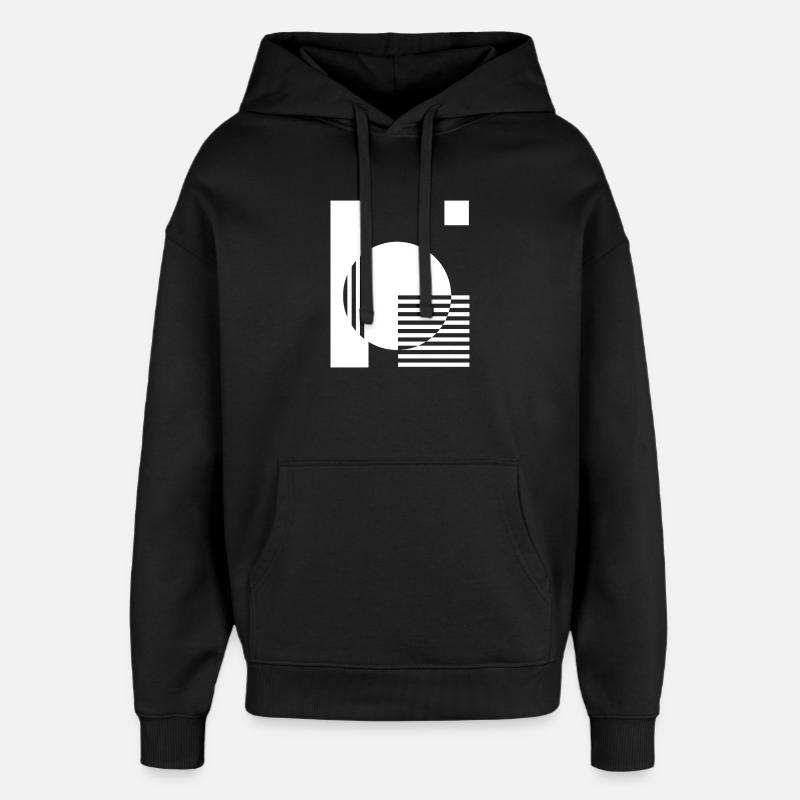 Geometric Mono Circle Stripes - Oversized Unisex Hoodie by Stanley/Stella - black