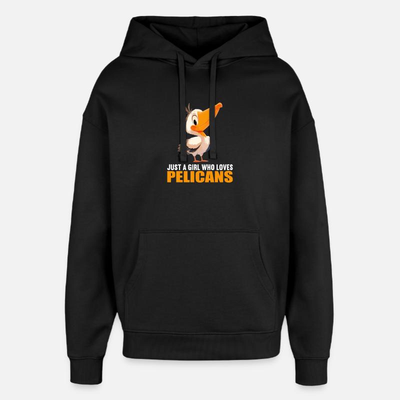 Pélicans Pélican - Sweat à capuche unisexe Stanley/Stella Oversized - noir