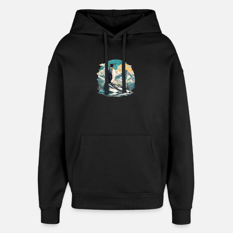 Pingouins Pingouin - Sweat à capuche unisexe Stanley/Stella Oversized - noir