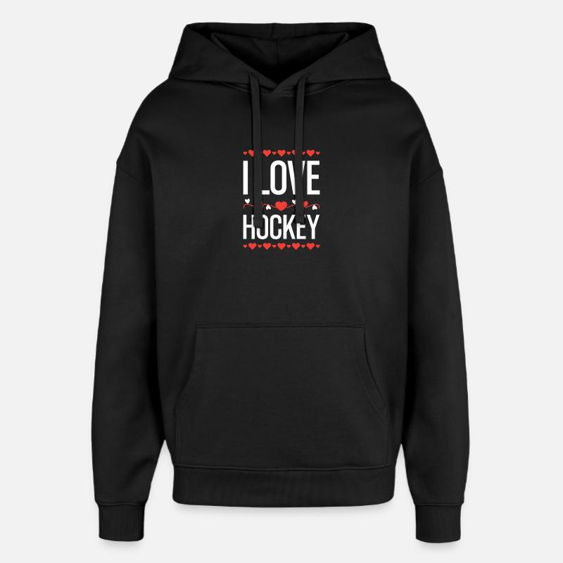 J’aime l’imprimé hockey - Sweat à capuche unisexe Stanley/Stella Oversized - noir