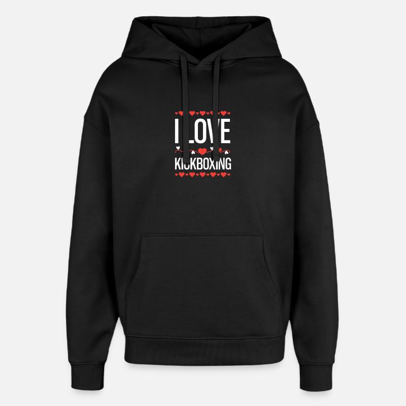 J’adore le kickboxing - Sweat à capuche unisexe Stanley/Stella Oversized - noir