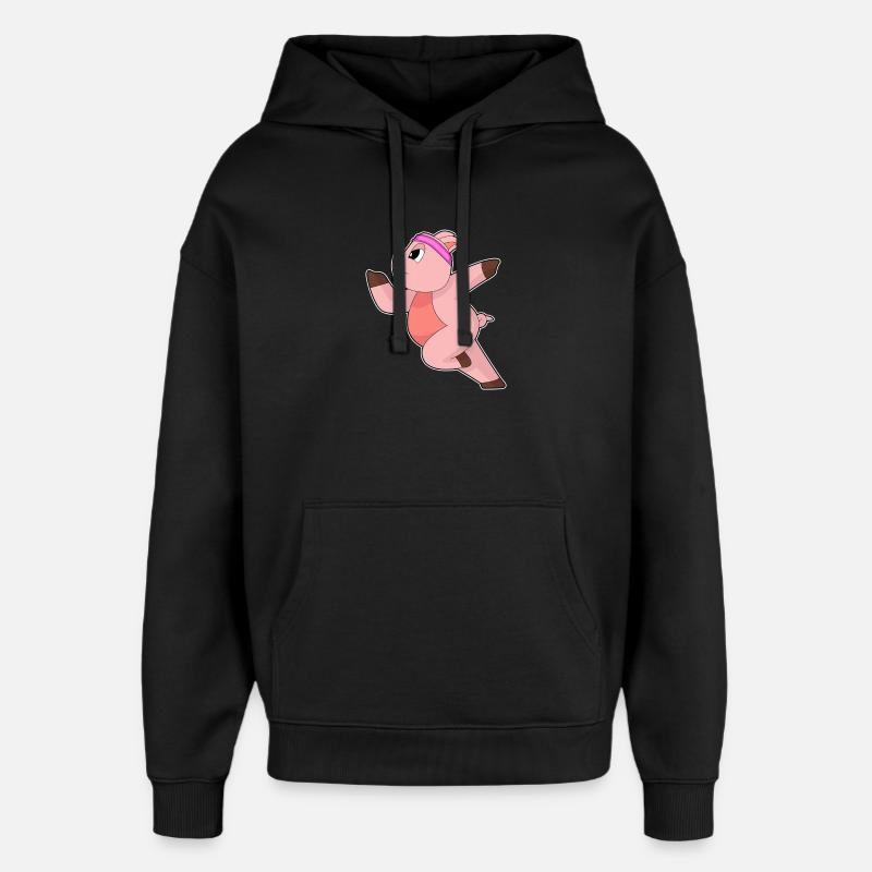 Cochon Jogger Jogging Sport - Sweat à capuche unisexe Stanley/Stella Oversized - noir
