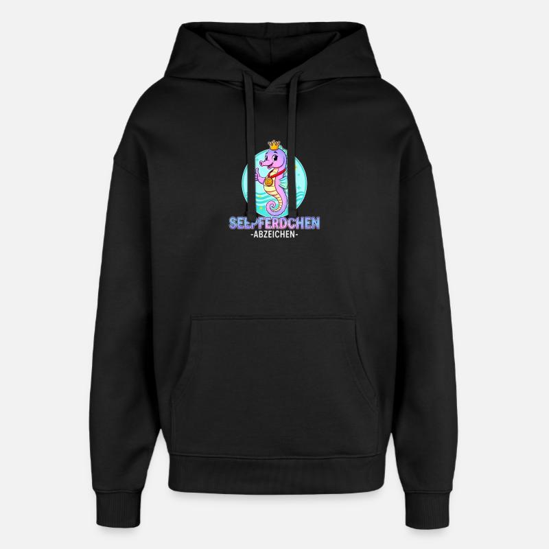 Écusson hippocampe avec dégradé - Sweat à capuche unisexe Stanley/Stella Oversized - noir