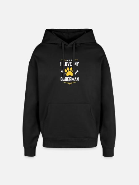 Doberman Lover Motif - Oversized Unisex Hoodie by Stanley/Stella - black