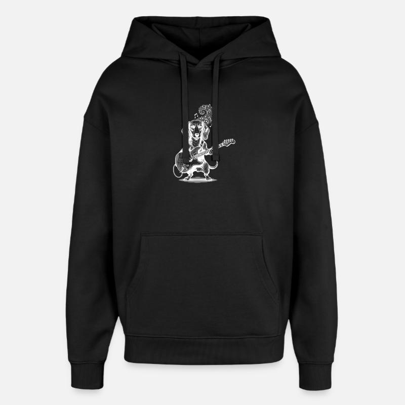 Teckel guitare jouant chien - Sweat à capuche unisexe Stanley/Stella Oversized - noir