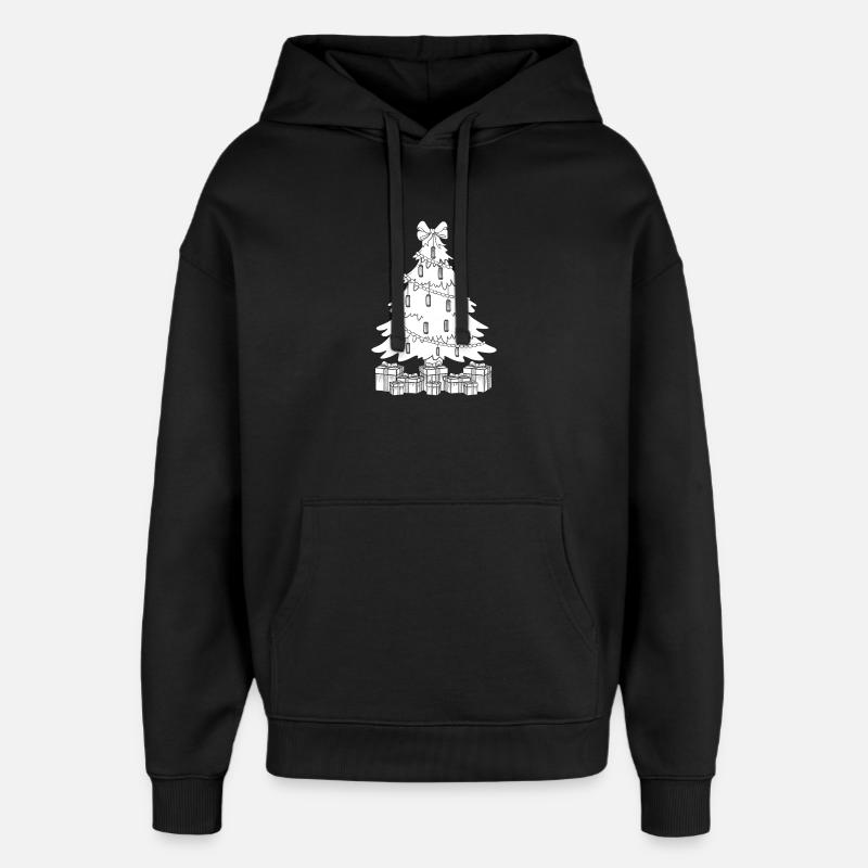 Harmonica Musican Christmas Tree Harmonica - Oversized Unisex Hoodie by Stanley/Stella - black
