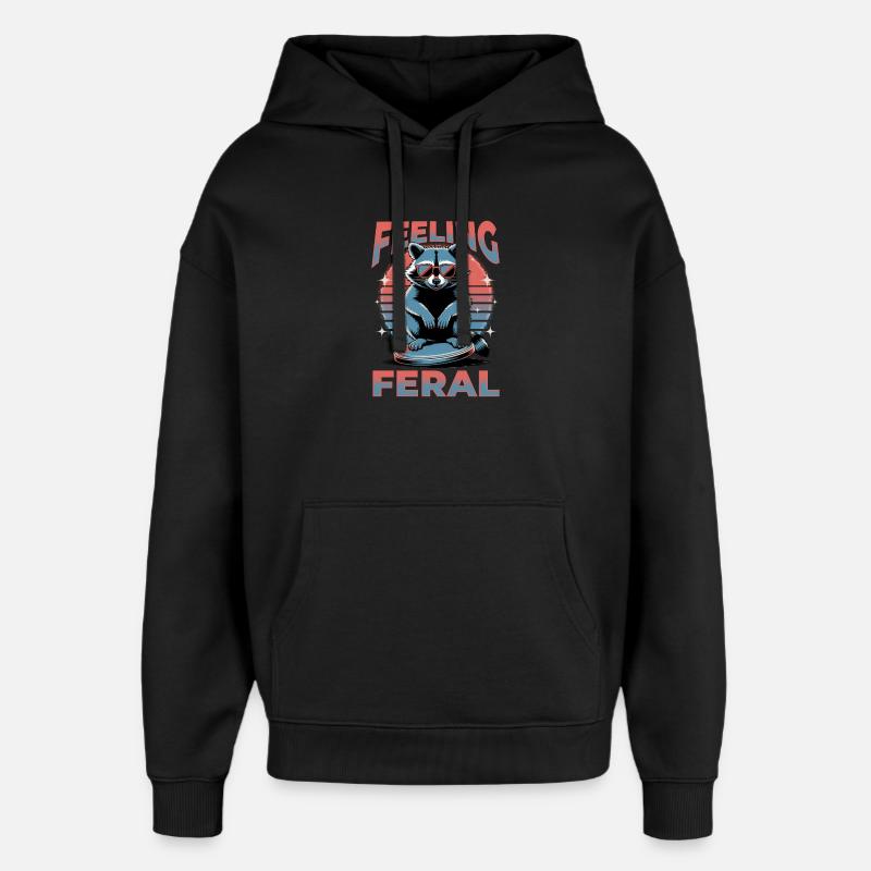 Drôle de raton laveur - Sweat à capuche unisexe Stanley/Stella Oversized - noir