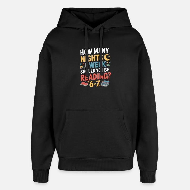 Lese-Motivation 6-7 Nächte Retro Blumen - Oversized Unisex Hoodie von Stanley/Stella - Schwarz