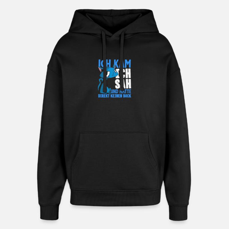 Chat drôle sans motivation - Sweat à capuche unisexe Stanley/Stella Oversized - noir