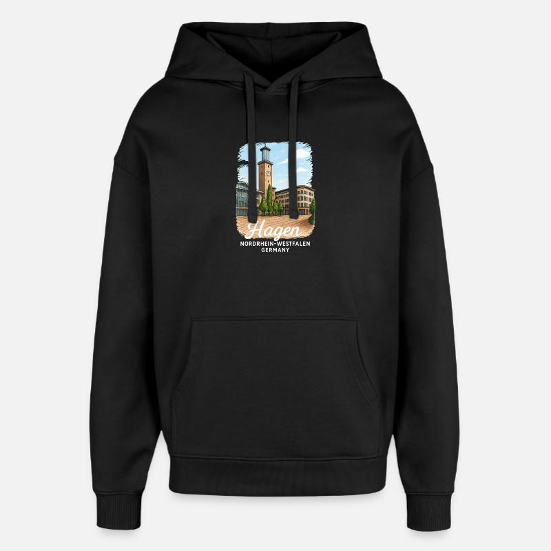 Hagen, Rhénanie-du-Nord-Westphalie - Sweat à capuche unisexe Stanley/Stella Oversized - noir