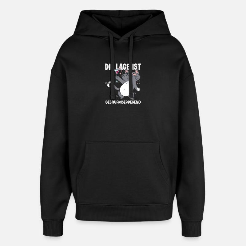 La situation est ivre, chat - Sweat à capuche unisexe Stanley/Stella Oversized - noir