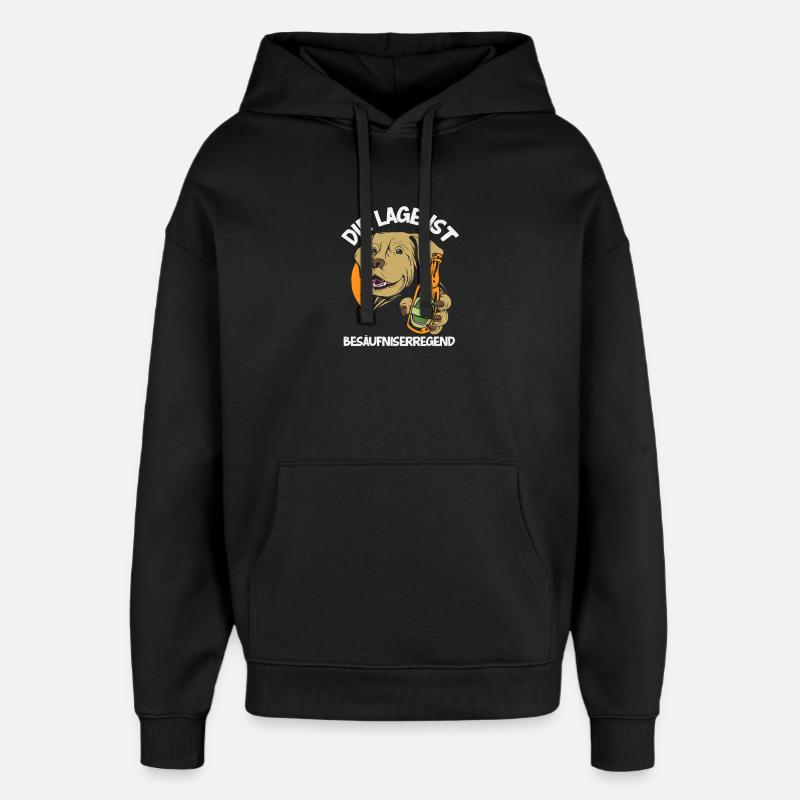 L’endroit est un chien ivre - Sweat à capuche unisexe Stanley/Stella Oversized - noir
