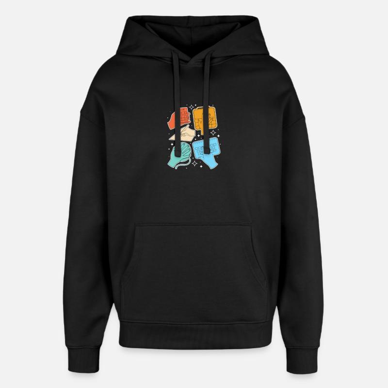 SLP Sign Language AAC Communication - Oversized Unisex Hoodie by Stanley/Stella - black