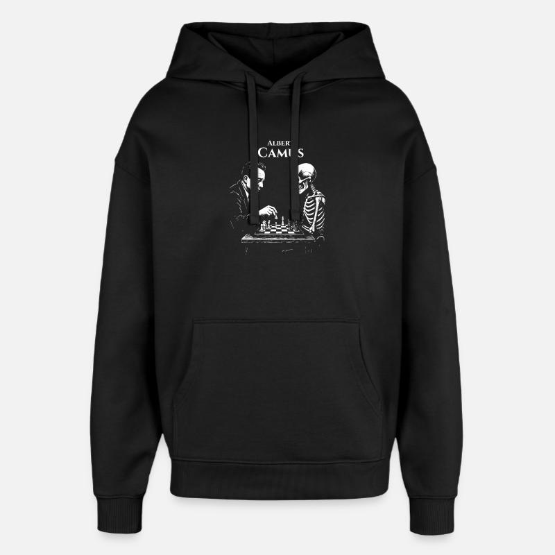 Albert Camus Existential Chess Duel - Oversized Unisex Hoodie by Stanley/Stella - black