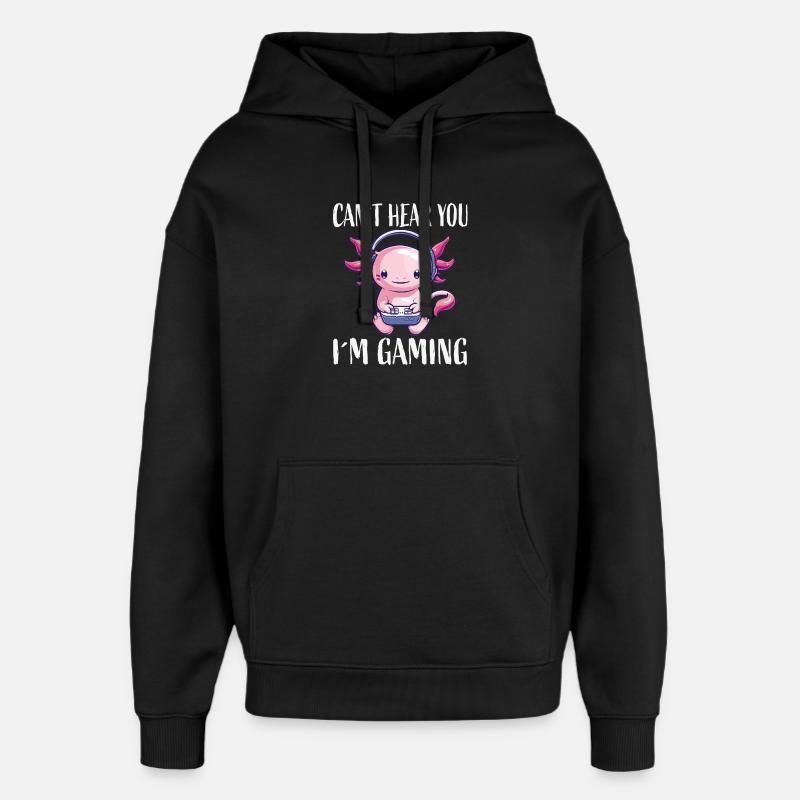 Gaming Axolotl mit Kopfhörer - Oversized Unisex Hoodie von Stanley/Stella - Schwarz