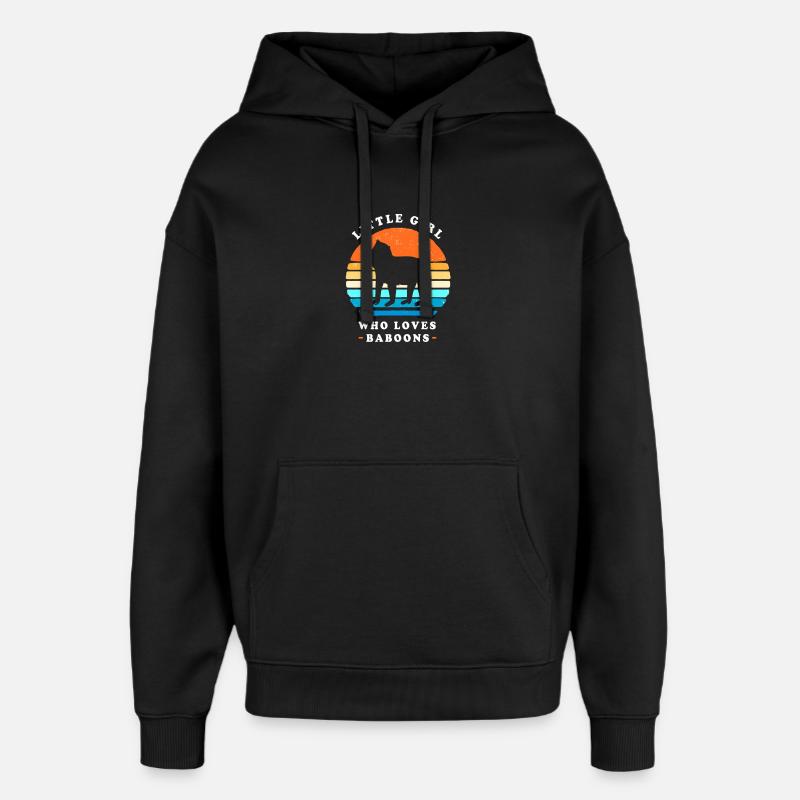 Baboon Primate Monkey Monkey Baboon - Oversized Unisex Hoodie by Stanley/Stella - black
