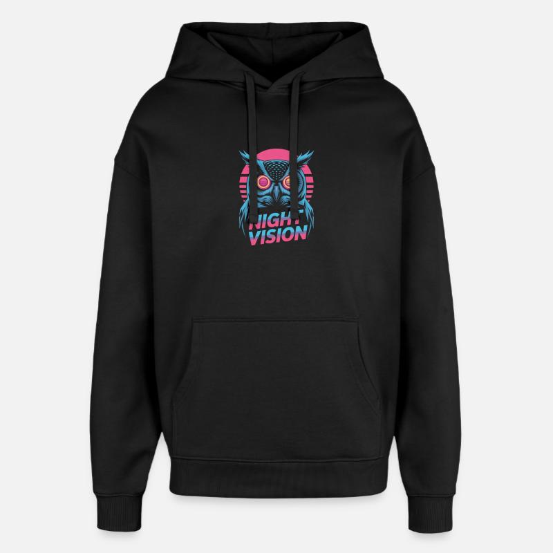 Night Vision Owl Retro Night Gaming - Sweat à capuche unisexe Stanley/Stella Oversized - noir
