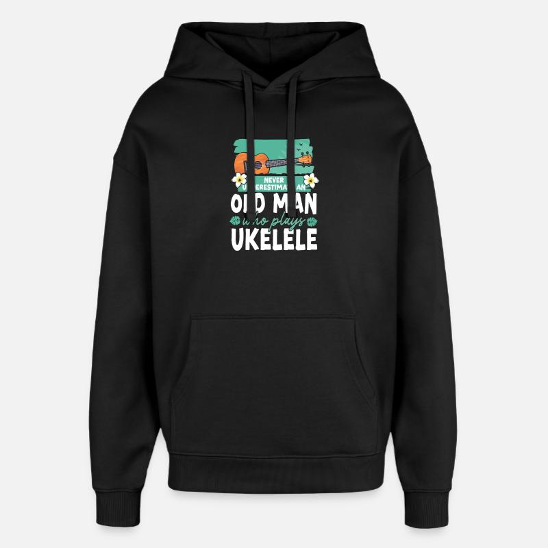 Ukulélé hawaïen ukélé grand-père - Sweat à capuche unisexe Stanley/Stella Oversized - noir