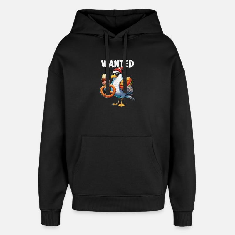 Gesucht Möwe Brezel Eiscreme - Oversized Unisex Hoodie by Stanley/Stella - black
